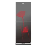 KONKA Refrigerator-KRB-270VB- Glass Mirror Red Tulip, Bottom Freezer (270 LTR)